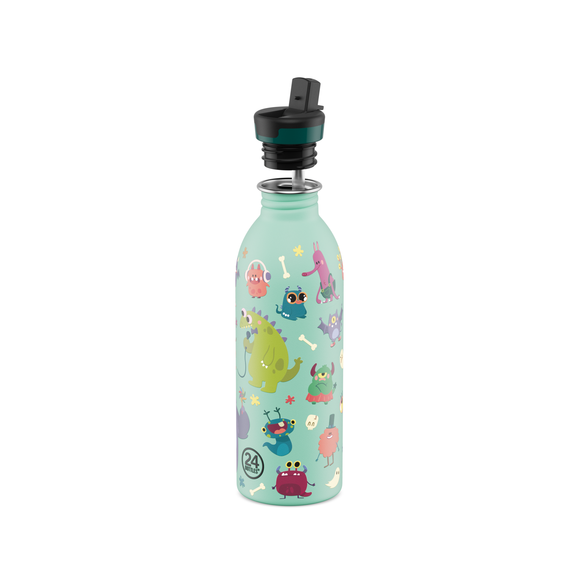24Bottles Urban Bottle 500 Spooky Friends – Borraccia per Bambini con Cannuccia