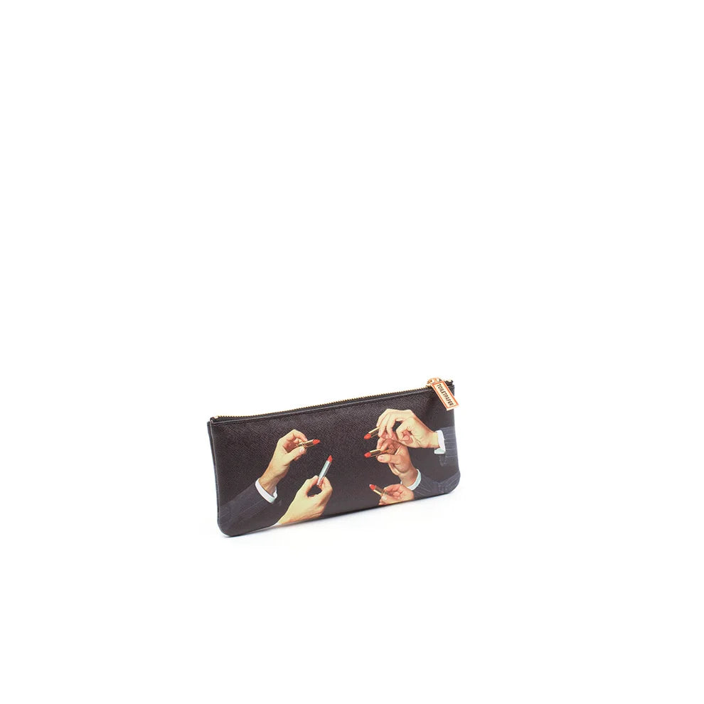 SELETTI - ASTUCCIO IN PU STAMPATO 15,5x9,5 "TOILETPAPER" LIPSTICKS BLACK