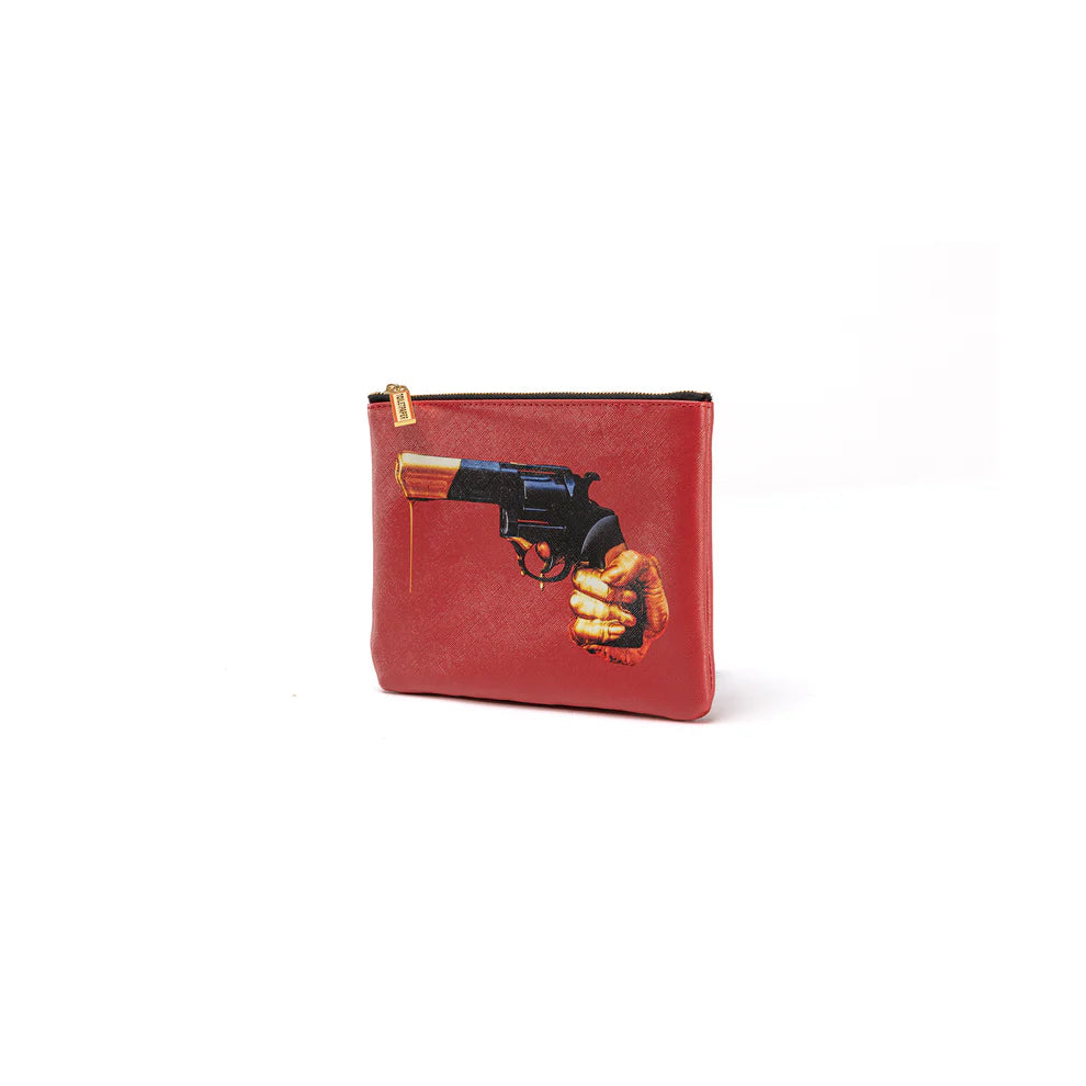 Seletti BUSTA COSMESI IN PU STAMPATO "TOILETPAPER" REVOLVER 20,05x9
