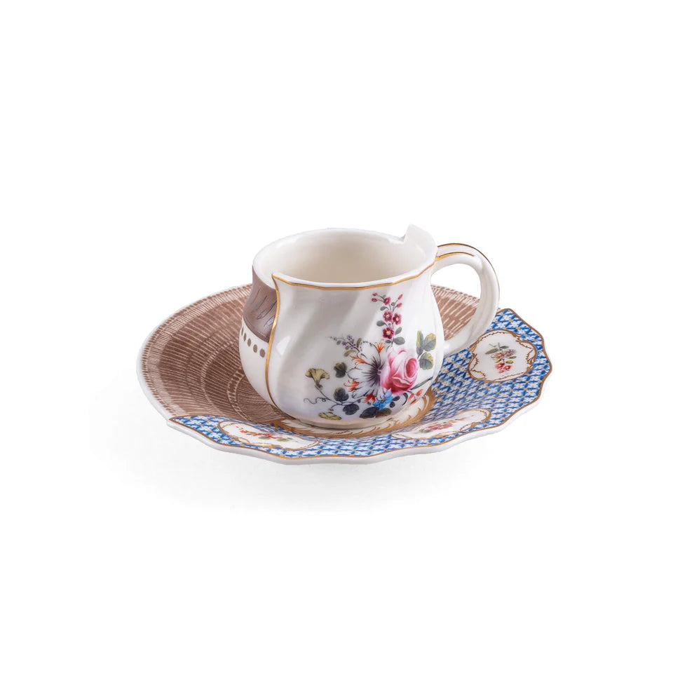 SELETTI TAZZINA DA CAFFÈ CON PIATTINO IN PORCELLANA "HYBRID 2.0-DJENNE" ø cm. 6,2 h.5,3 | ø 13 h.2,3