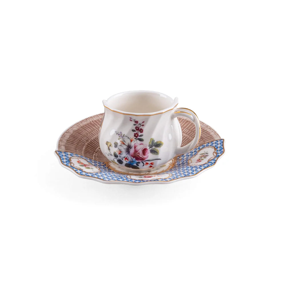 SELETTI TAZZINA DA CAFFÈ CON PIATTINO IN PORCELLANA "HYBRID 2.0-DJENNE" ø cm. 6,2 h.5,3 | ø 13 h.2,3