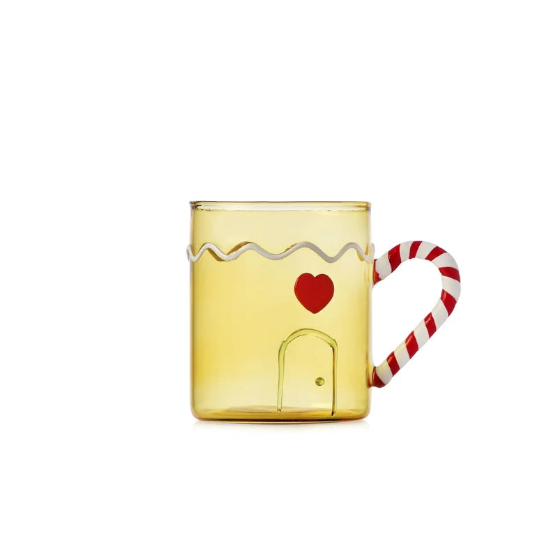 SWEET AND CANDY mug gialla manico baston