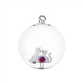 TABBY CATCHRISTMAS EDITION Palla Natale gatti bianchi con regalo azzurro - 12 cm