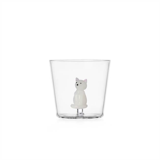 TABBY CAT tumbler gatto bianco seduto