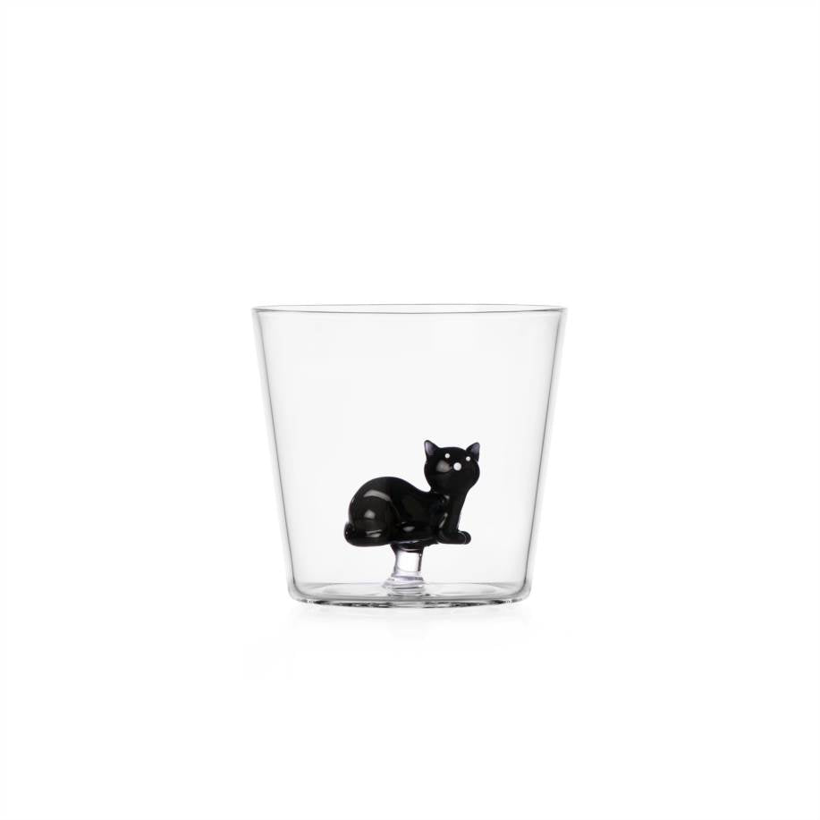 TABBY CAT tumbler gatto nero sdraiato