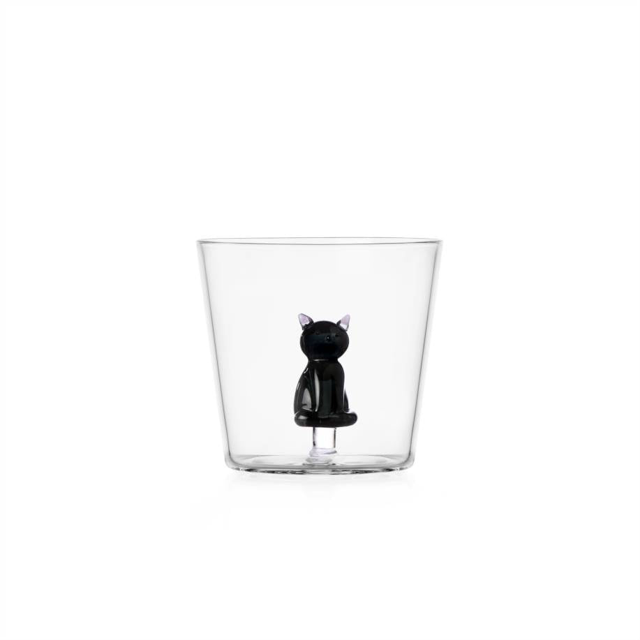 TABBY CAT tumbler gatto nero seduto