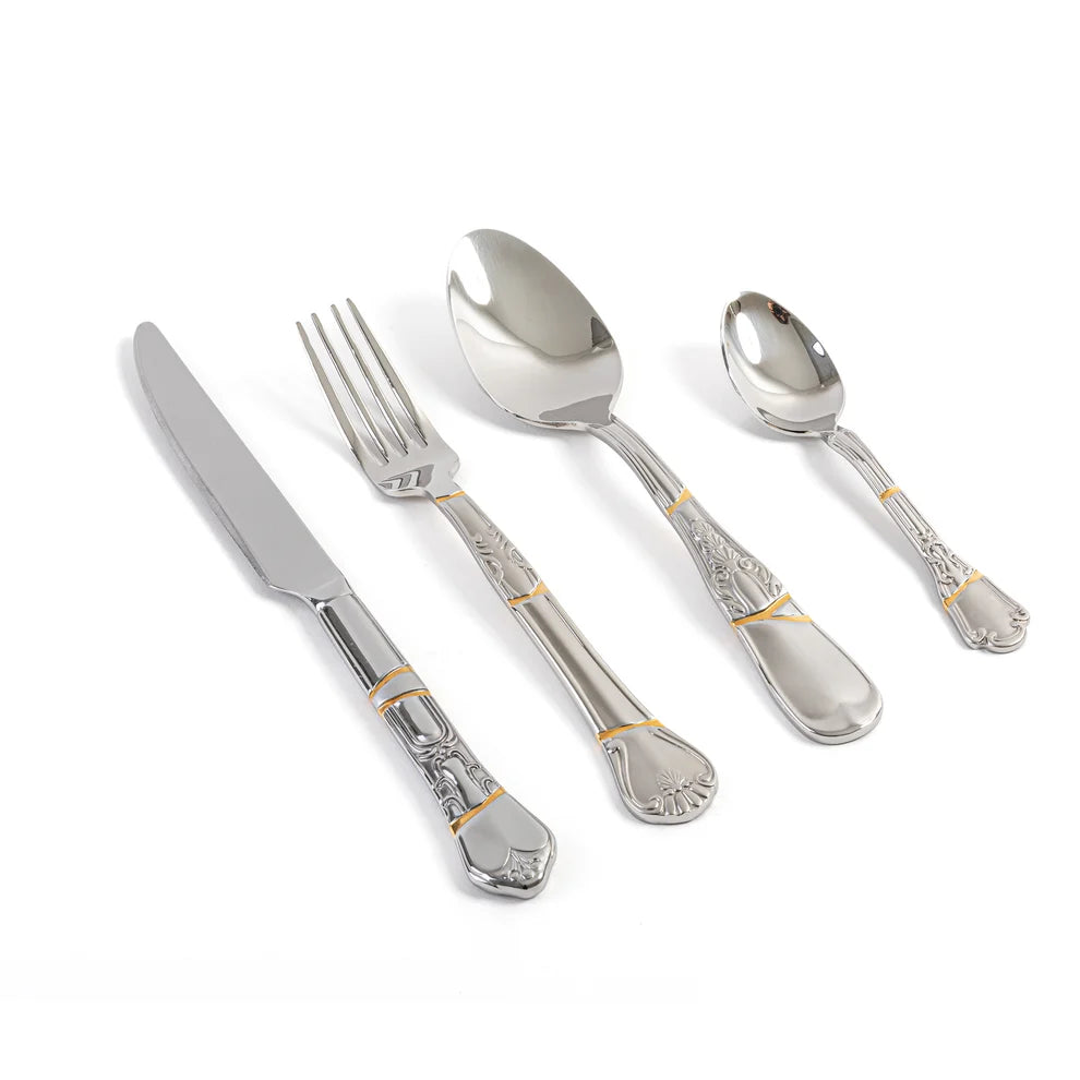 SET DI 4 POSATE IN ACCIAIO E ORO "KINTSUGI CUTLERY"