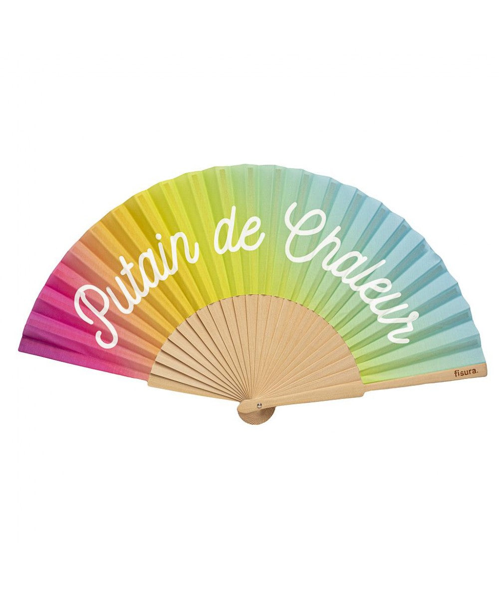 Ventaglio "Putain de chaleur" arcobaleno