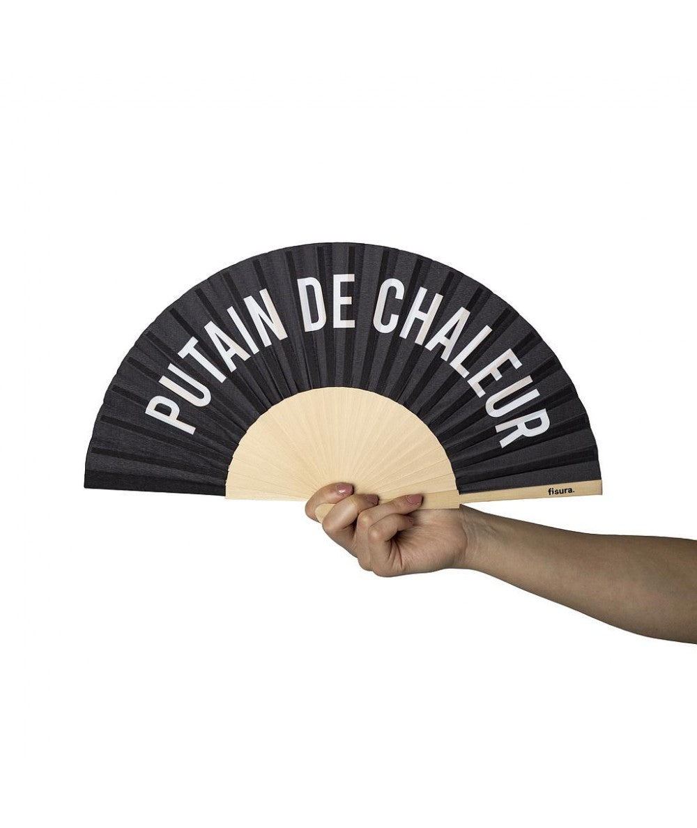 Ventaglio "Putain de chaleur" nero