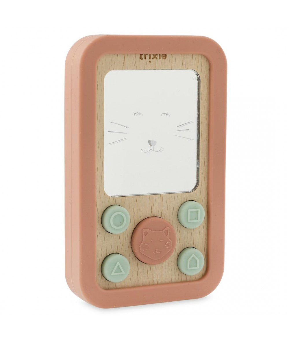 Wooden silicone baby phone - Mrs. Cat
