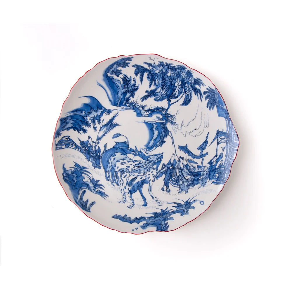 SELETTI -  PIATTO PIANO IN PORCELLANA CLASSICS ON ACID - BLU CHINOISERIE