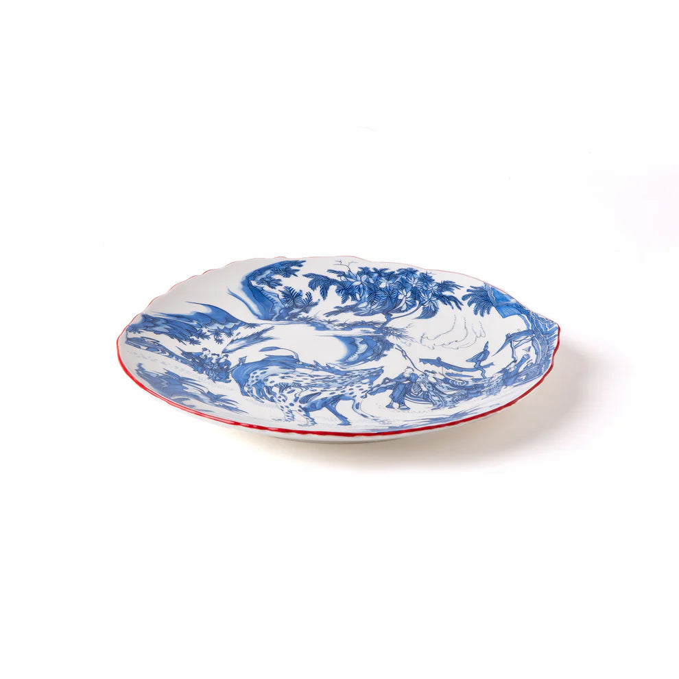 SELETTI -  PIATTO PIANO IN PORCELLANA CLASSICS ON ACID - BLU CHINOISERIE