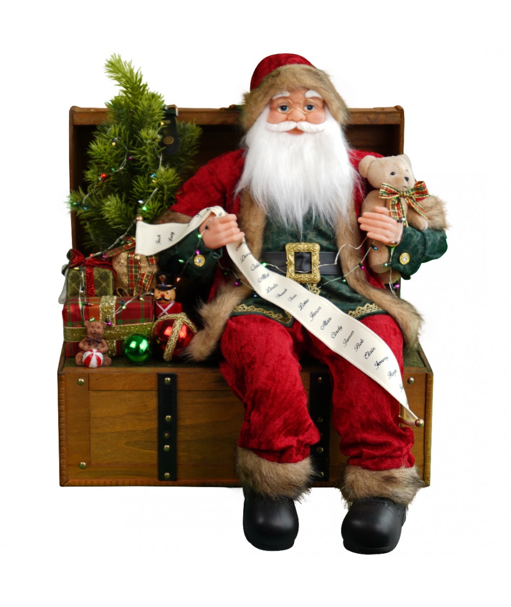 Santa and tree in wooden case Colorful-B/O-LED-49,5x46,5x57