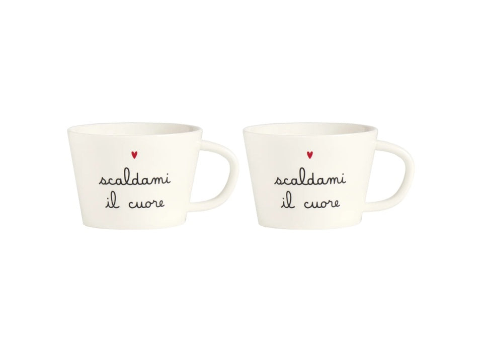Simple Day Set 2 Tazze da Colazione in Grès - Decoro Scaldami il cuore