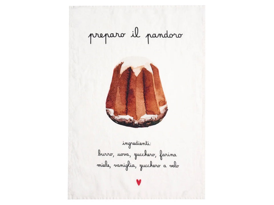 Simple Day Canovaccio in lino stonewash Preparo il pandoro 50 x 70 cm