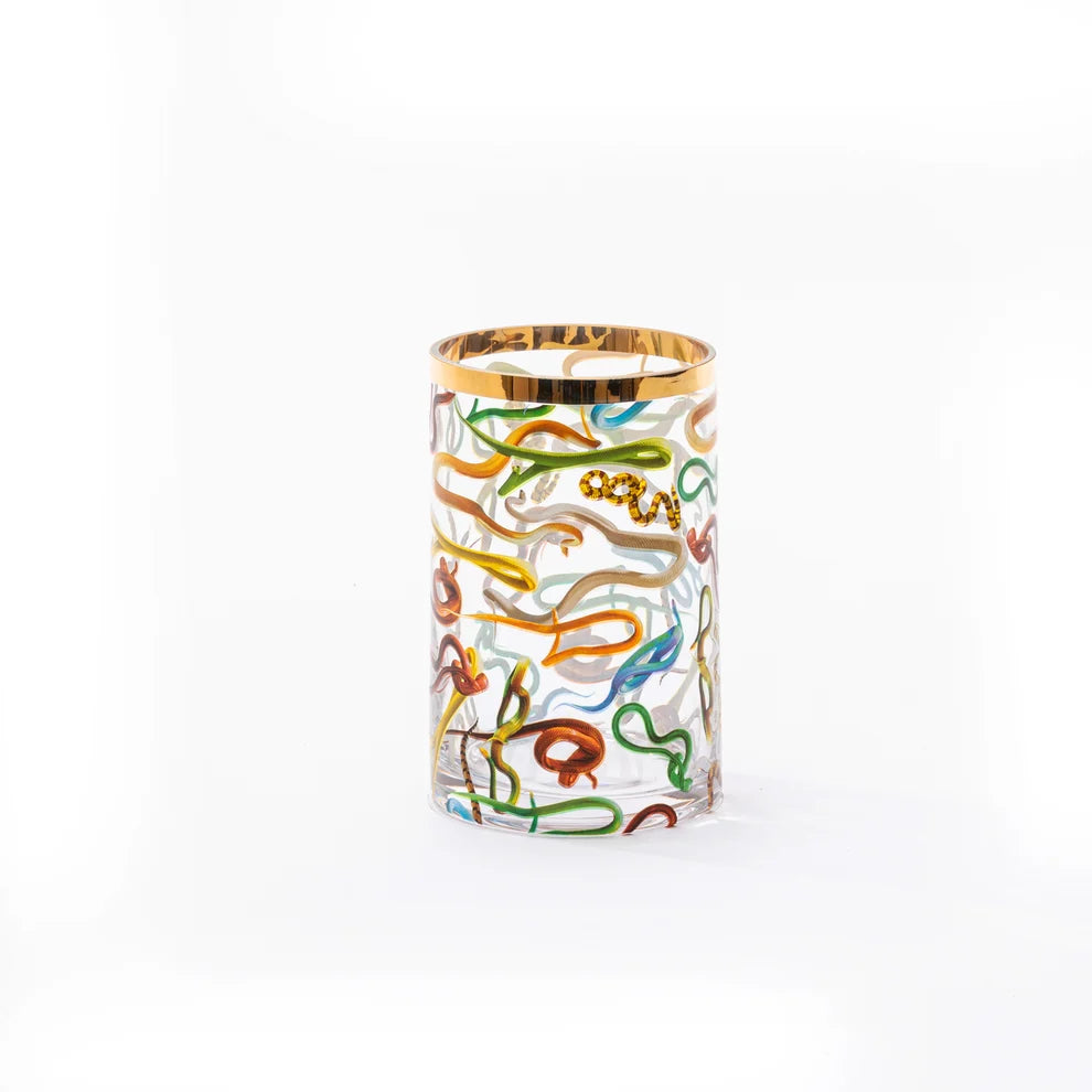 SELETTI - VASO IN VETRO "TOILETPAPER" Cm. 10x8 h.14 - SNAKES