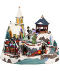 Village church train animated Multicolor-Adapter-LED-41x30,8x34,5cm