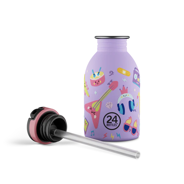24Bottles Urban Bottle 250 Meow Friends – Borraccia per Bambini con Cannuccia