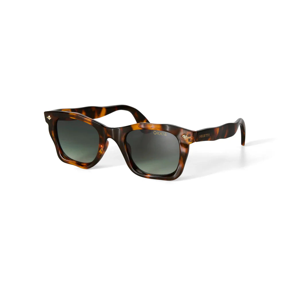 SELETTI X OKKIA - Occhiali da sole Dakota - Montatura Havana classica - Lenti sfumate verdi - Finitura lucida