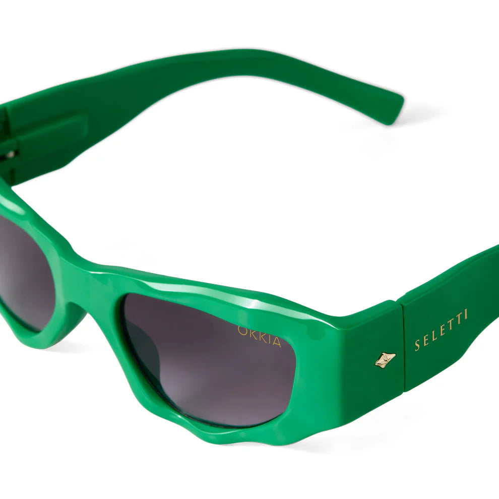 SELETTI X OKKIA - Occhiali da sole Colorado - Montatura verde - Lenti sfumate nere - Finitura lucida