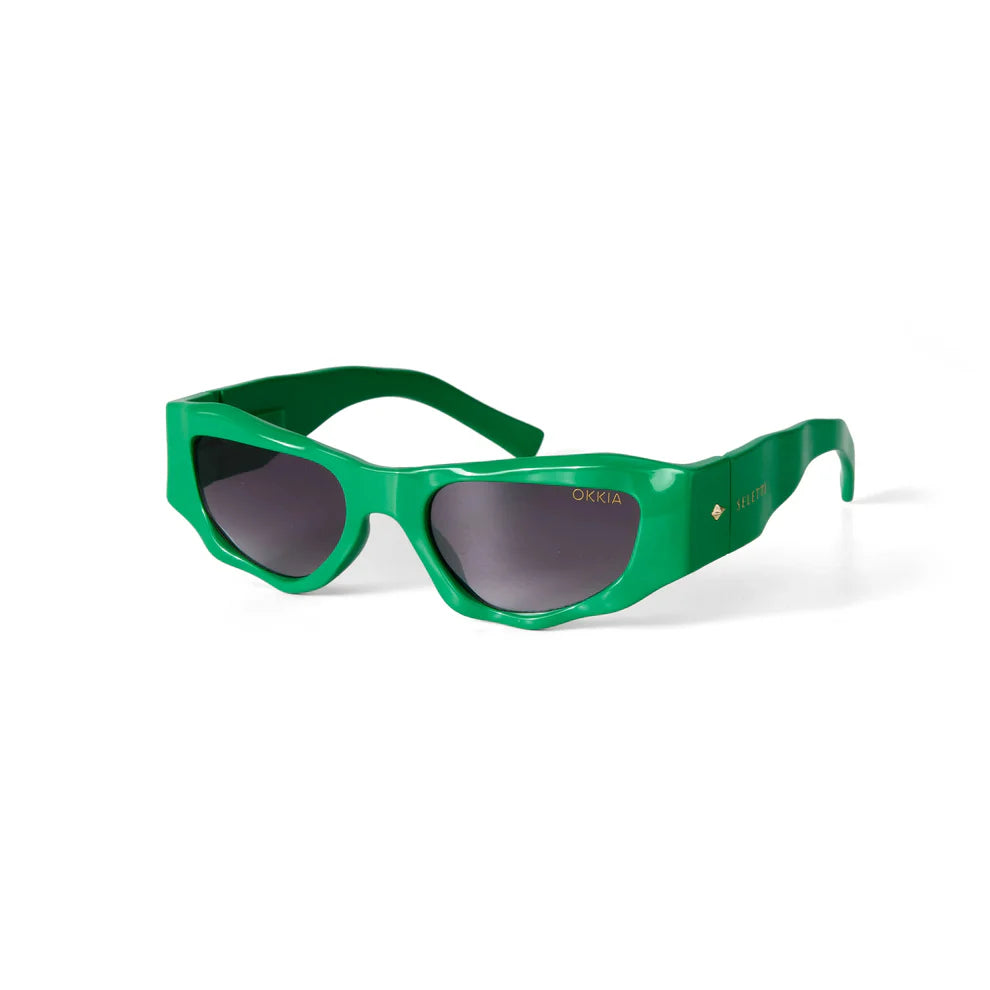 SELETTI X OKKIA - Occhiali da sole Colorado - Montatura verde - Lenti sfumate nere - Finitura lucida