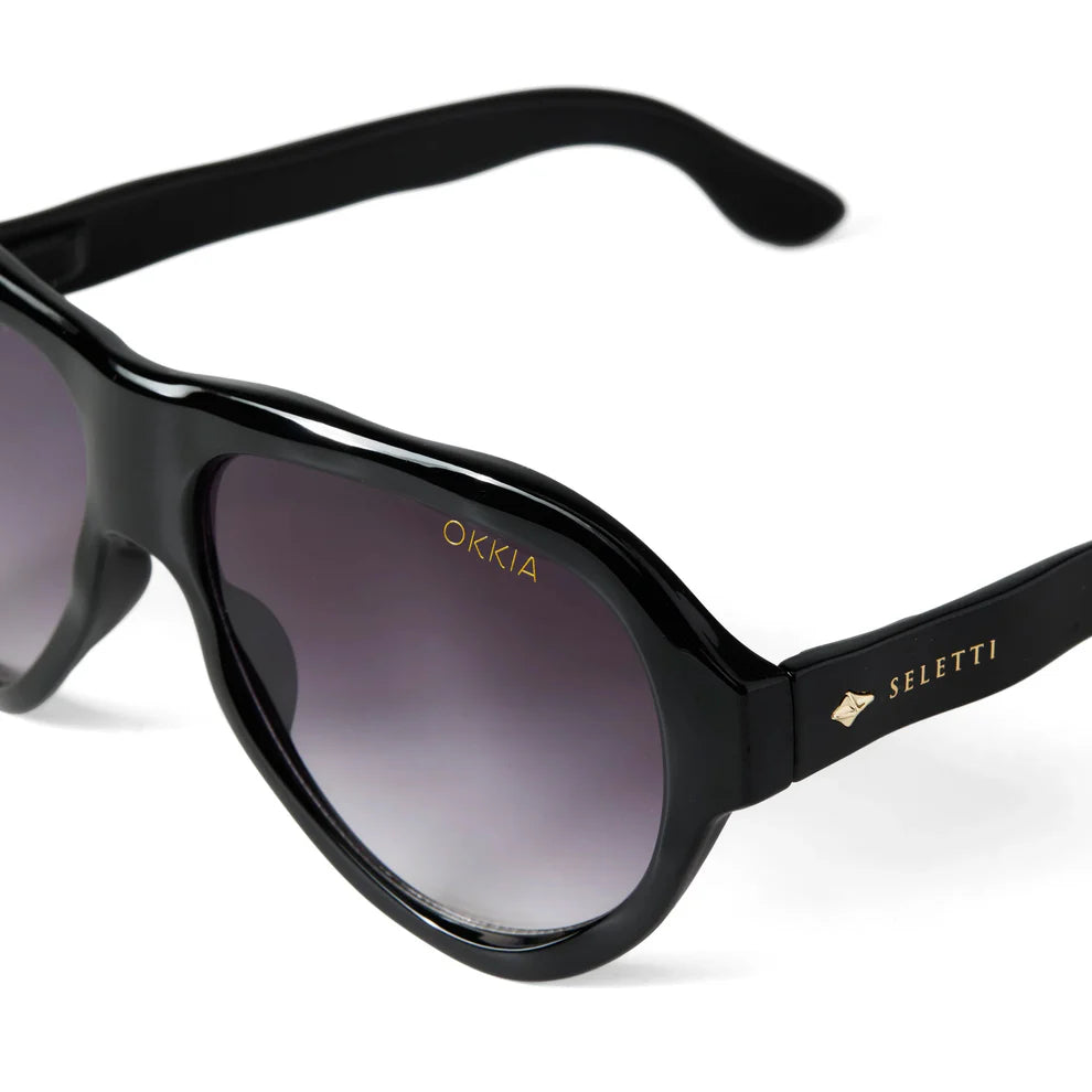 SELETTI X OKKIA - Occhiali da sole Florida - Montatura nera - Lenti sfumate nere - Finitura lucida