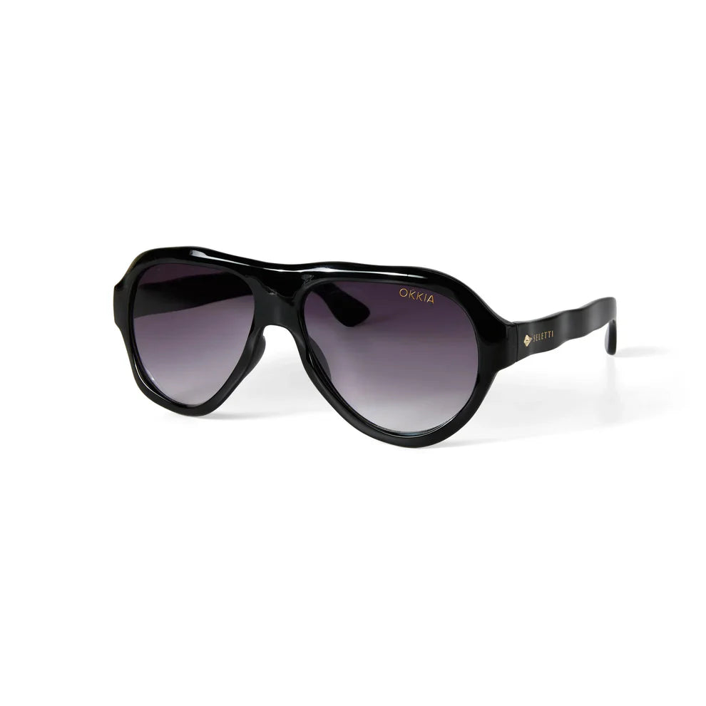 SELETTI X OKKIA - Occhiali da sole Florida - Montatura nera - Lenti sfumate nere - Finitura lucida