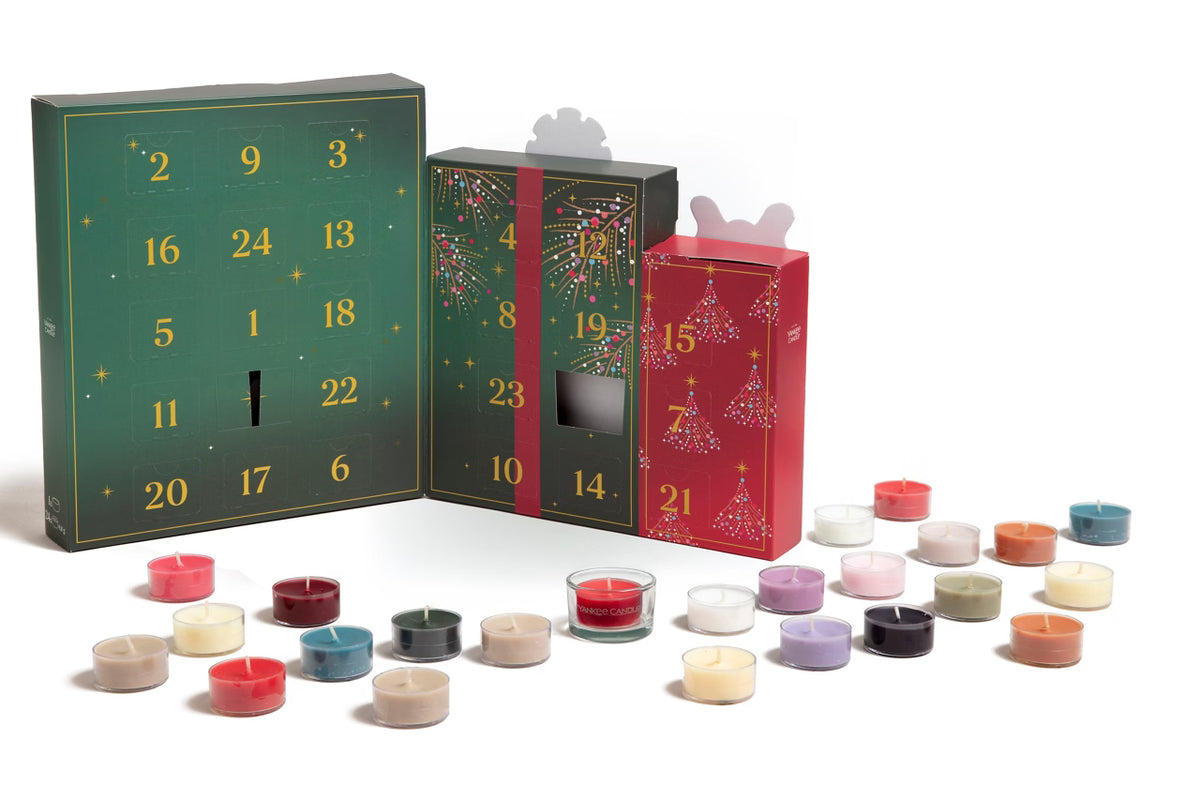 Yankee Candle Calendario dell’Avvento 24 Days of Fragrance – 24 lumini e portacandela