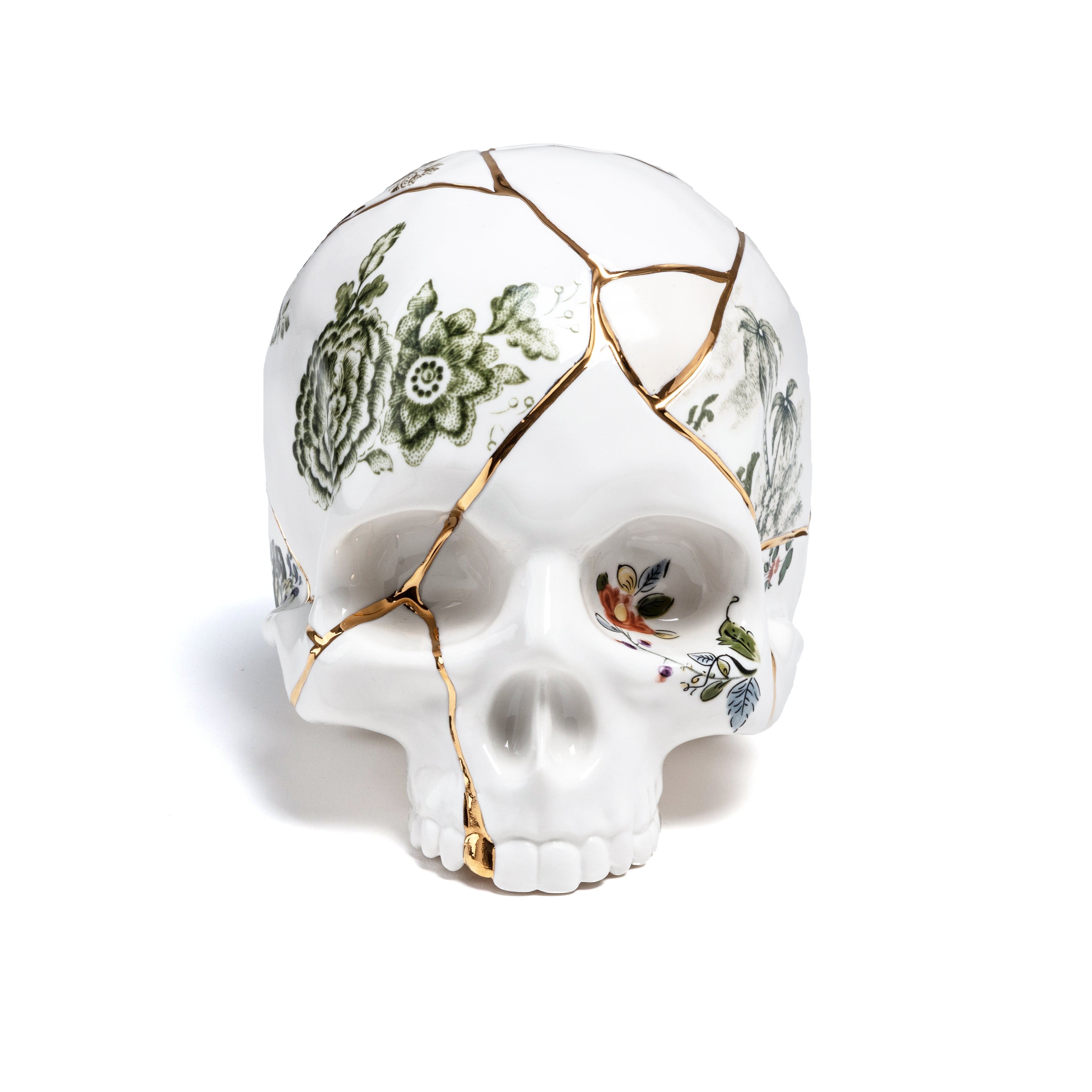 TESCHIO IN PORCELLANA "KINTSUGI SKULL" - CM 21 15 H. 16