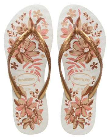 HAVAIANAS SLIM ORGANIC, WHITE/GOLDEN, 39-40