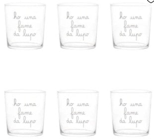 SET 6 BICCHIERI BICCHIERE 35CL HO UNA FAME DA LUPO