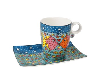 Artist Cup and Saucer Famiglia di pesci - Pop Art