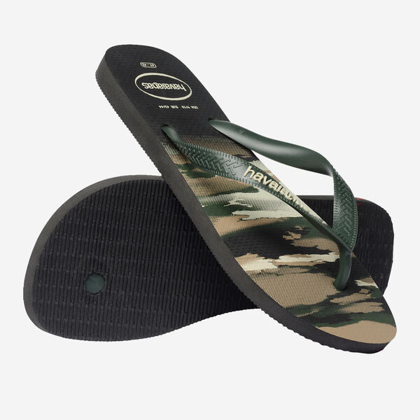 HAVAIANAS TOP CAMUFLAGE, BLACK/GREEN OLIVE