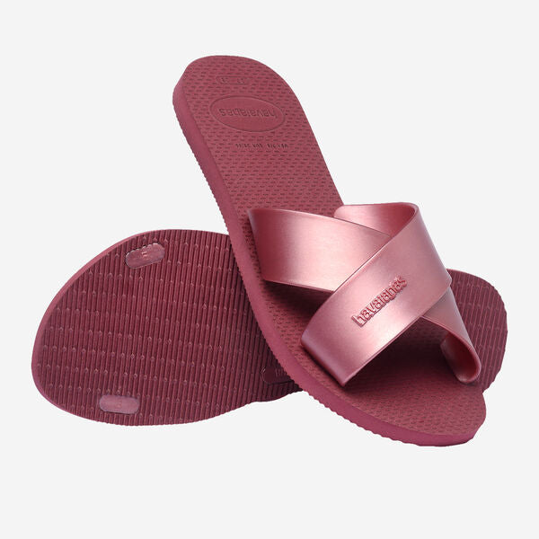Havaianas Aqua Metallic Slide Amaranth