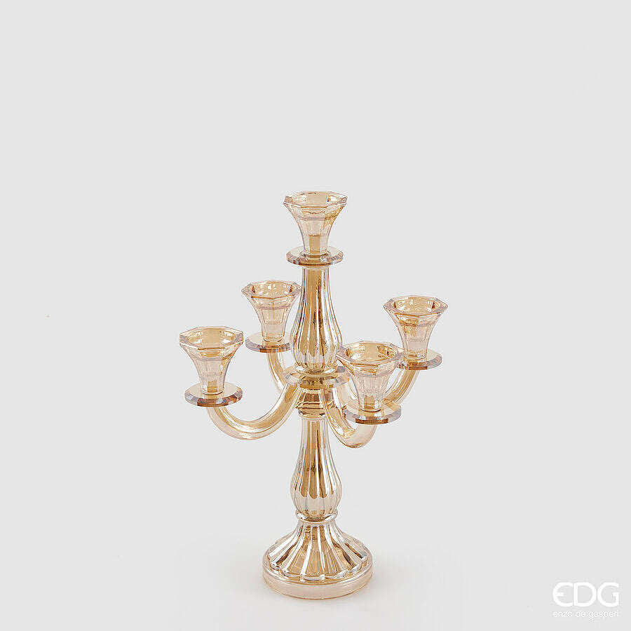 EDG Portacandela Crystal Sinuoso, Set da 5, H35 × L19 × P19 cm