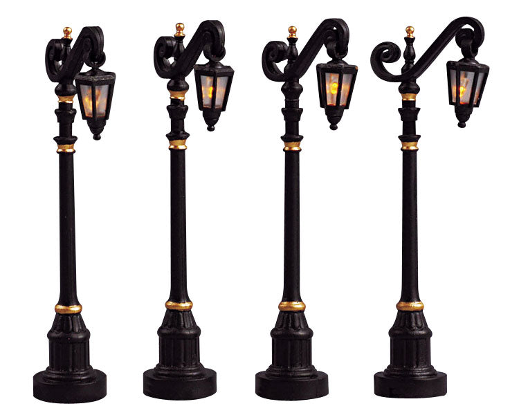 COLONIAL STREET LAMP, SET OF 4, B/O (4.5V) 54313-SQ