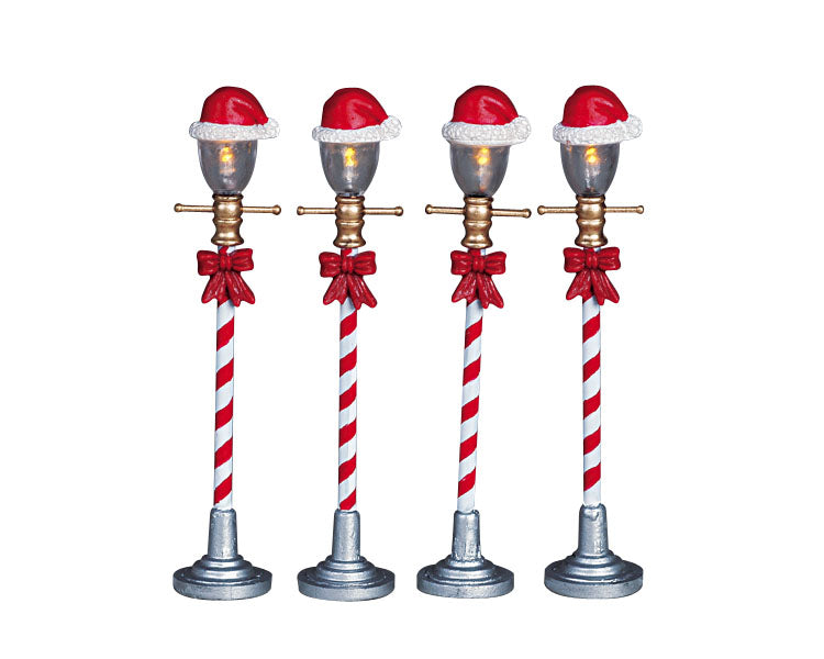 SANTA HAT STREET LAMP, SET OF 4, B/O (4.5V) 64472-SQ