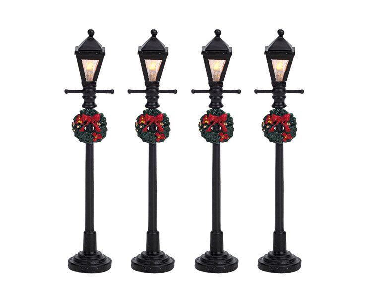 GAS LANTERN STREET LAMP, SET OF 4, B/O (4.5V) 64498-SQ