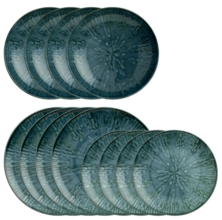 ARTHUR KRUPP Set 12 PIATTI Fusion Blue Porcellana