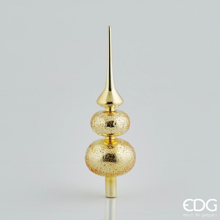 EDG Puntale in vetro con 2 sfere, H 35 cm, dorato