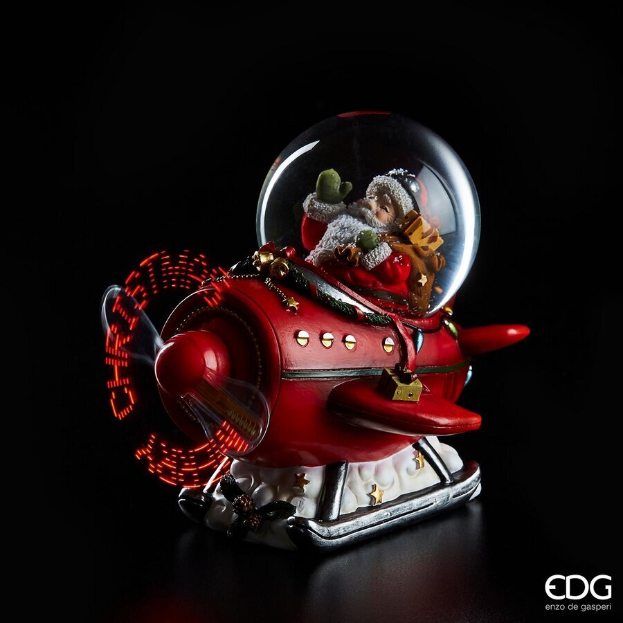 EDG Sfera ad acqua con aereo e LED Merry Xmas, L 15 cm
