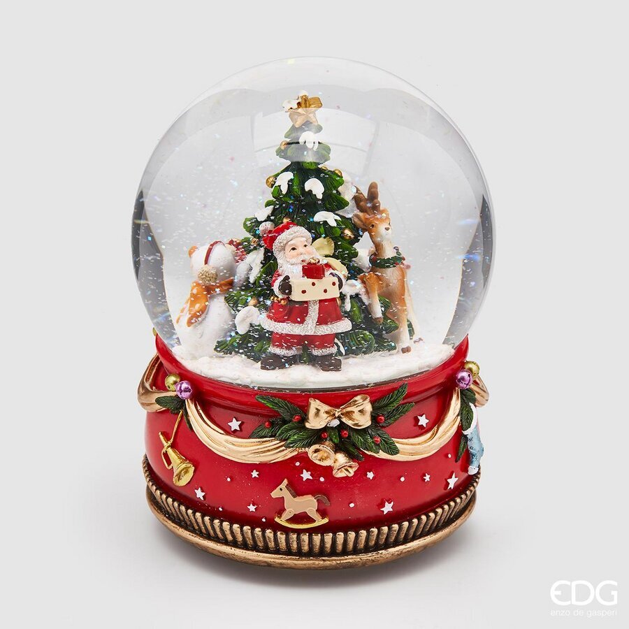 EDG Sfera ad acqua Babbo e pino con dono musicale e movimento, H 21 cm