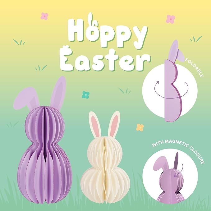 LEGAMI - Set di 2 Coniglietti Pieghevoli in Carta - Hoppy Easter