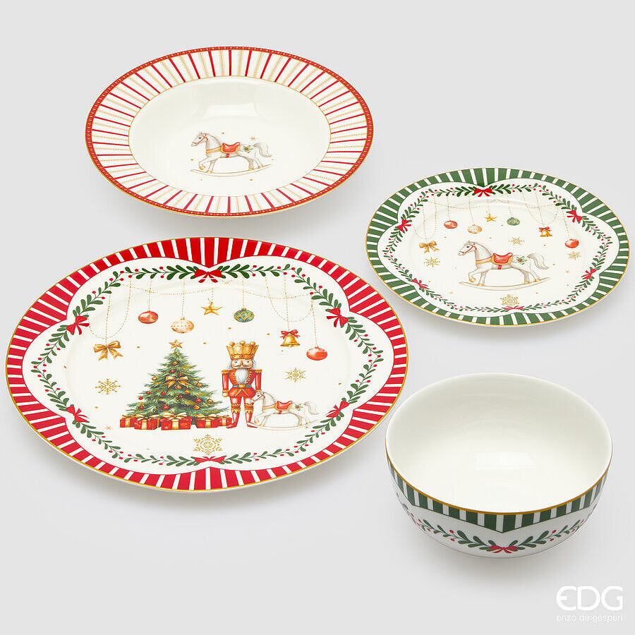 EDG Set di Piatti Natalizi Xmas Mix, 4 Assortimenti, 24 Pezzi