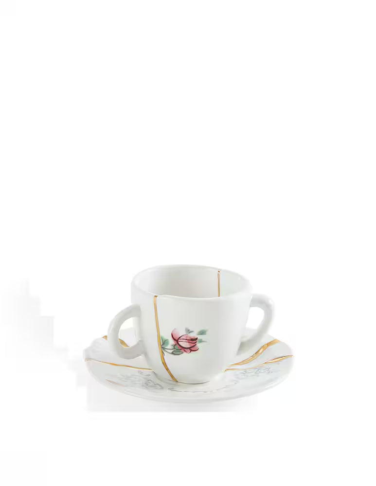 SELETTI - TAZZINA DA CAFFE' CON PIATTINO IN PORCELLANA "KINTSUGI-n'1"
