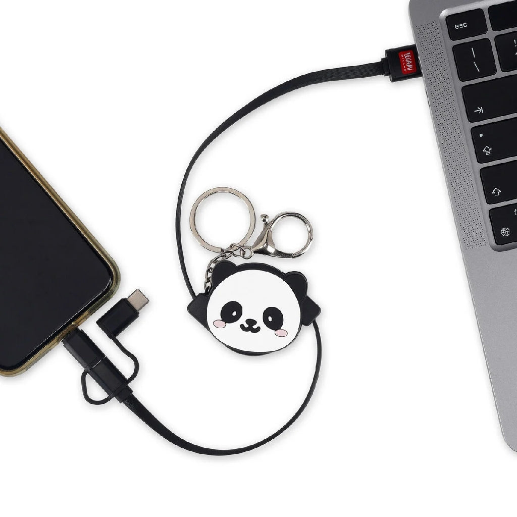 LEGAMI - Cavo di Ricarica Retrattile 3 in 1 Panda – Charge 'N Roll