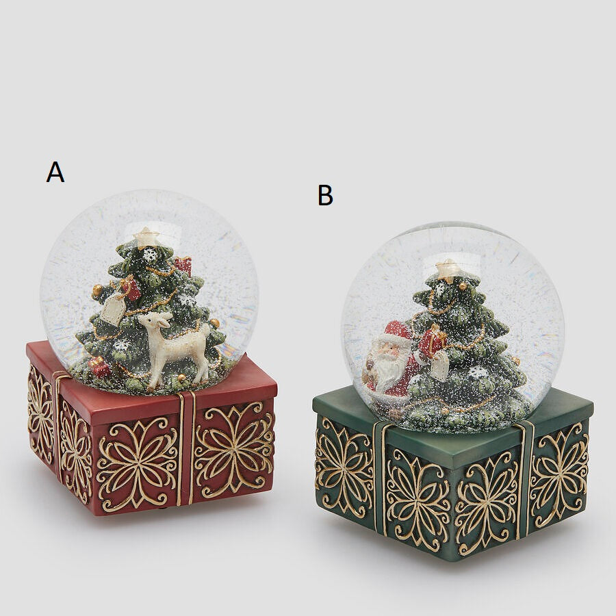 EDG Sfera ad acqua Babbo e cerbiatto, carillon, H 14,5 cm, 9 × 9 cm