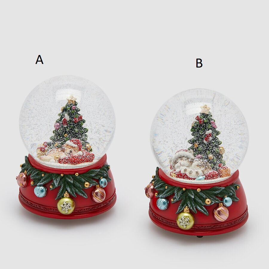 EDG Sfera ad acqua Cane e gatto, carillon, H 14,5 cm, Ø 10,5 cm