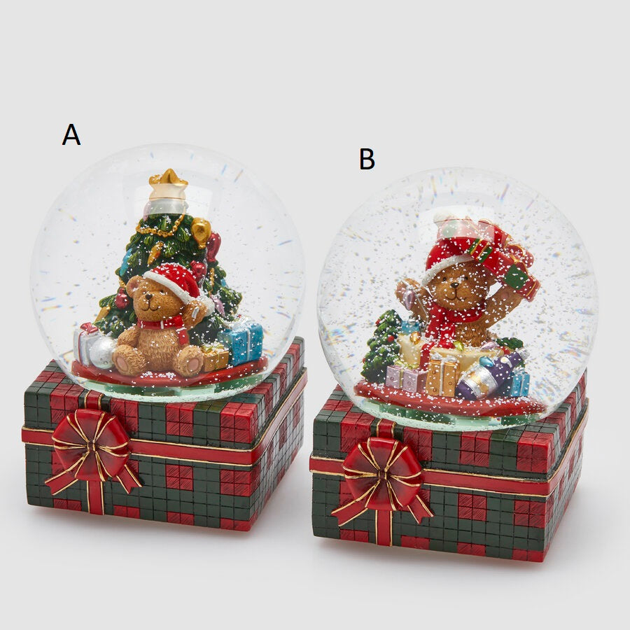 EDG Sfera ad acqua pacco regalo con orso H 20 cm D 15 cm