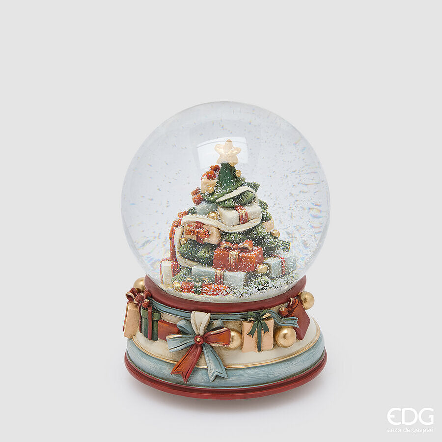 EDG Sfera ad acqua pino con regali e musica H 16,5 cm D 12 cm